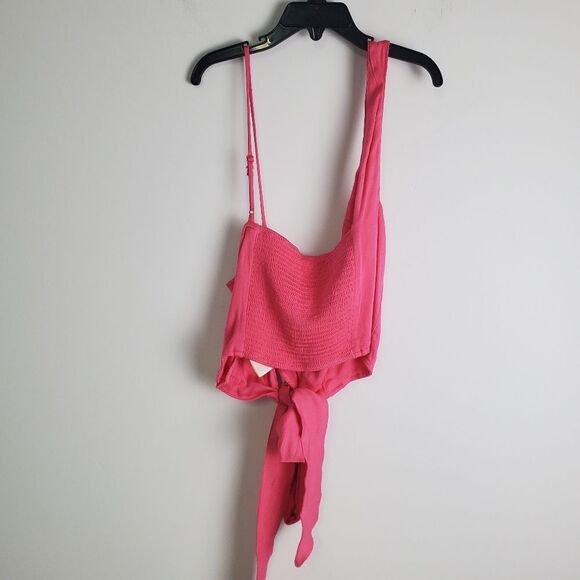 Free People Mila Pink Tie Crop Top Size Small - Picture 9 of 9